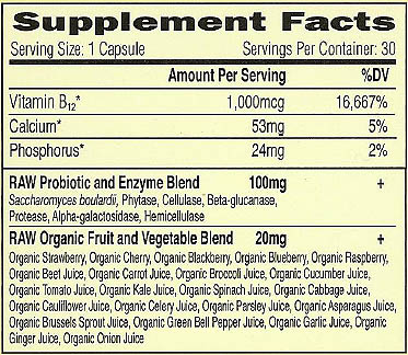 RAW B-12, Vitamin Code, capsules (30 v-caps)