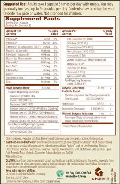 RAW Enzymes, Men (90 v-caps)