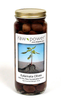 Click to enlarge Kalamata Olives, with pits, Raw Power (10 oz, raw, sustainably-grown)