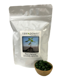 Click to enlarge Thor's Hammer, cold-pressed tablets, Raw Power (1000 count, 250g/8.8oz, pure chlorella/pure spirulina)