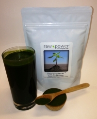 Click to enlarge POWDER: Thor's Hammer Superfood Powder, Raw Power (8.8oz / 250g, pure chlorella/pure spirulina blend)