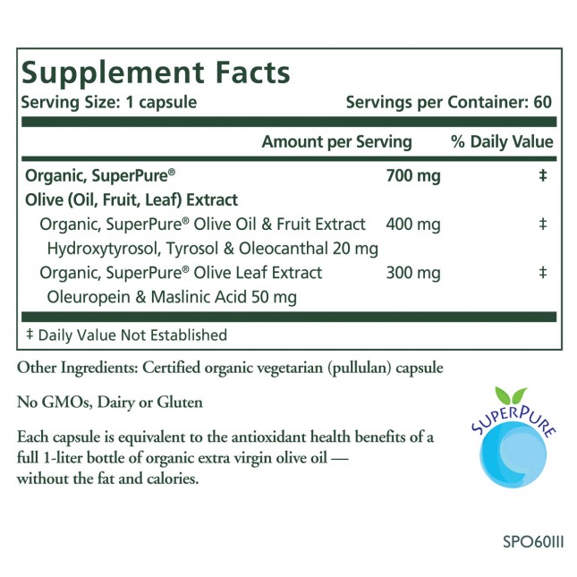 Olive Extract (leaf, fruit, oil), organic, Synergy (60 capsules)