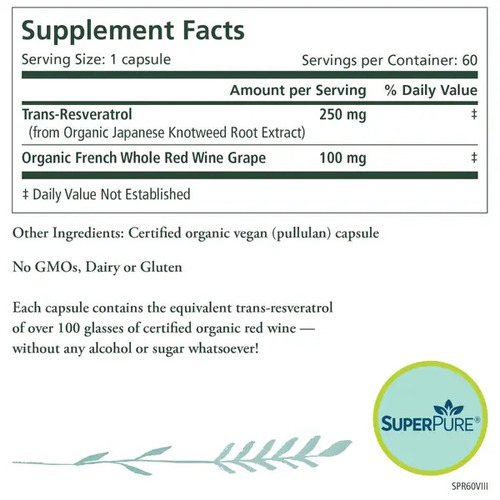 Resveratrol, SuperPure, Organic, Synergy (60 capsules)